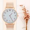 Quartz Movement Stainless Steel Strap Analog Round Dial Watch Wristwatch (Rose Gold)