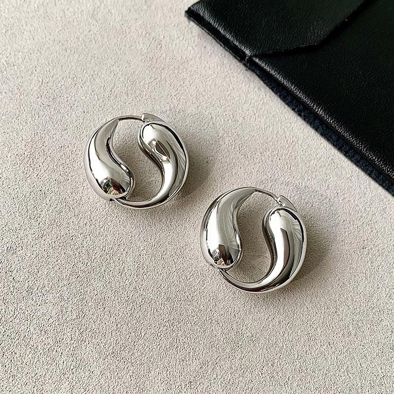 Необычные массивные серьги-кольца Yin Yang из цельной нержавеющей стали для женщин, акцентные, толстые, тренд
