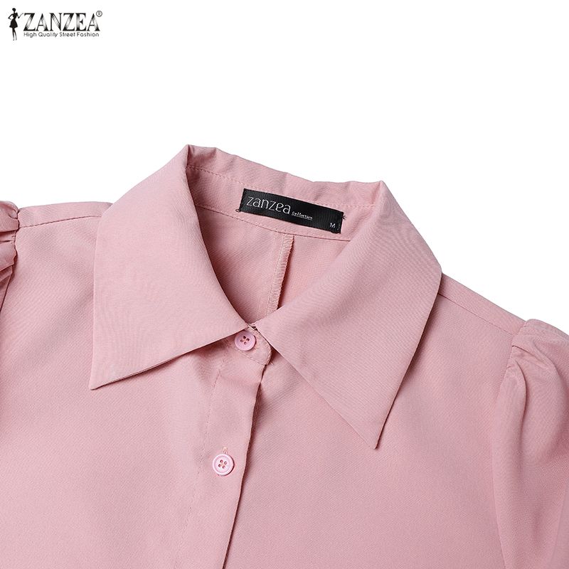 ZANZEA Женское повседневное платье с отложным воротником, свободное, летнее, с коротким рукавом