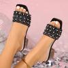 Новые классные женские тапочки Tow Water Diamond Sequin, нескользящие женские тапочки с квадратным каблуком, модные новые сандалии с бантом