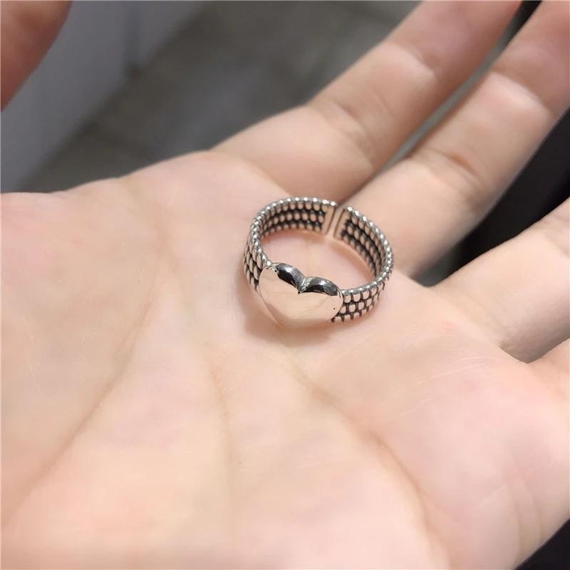 foxanry Штамп LOVE Heart Кольца Винтаж ручной работы Тайские элегантные вечерние ювелирные изделия Подарки для женщин Пары