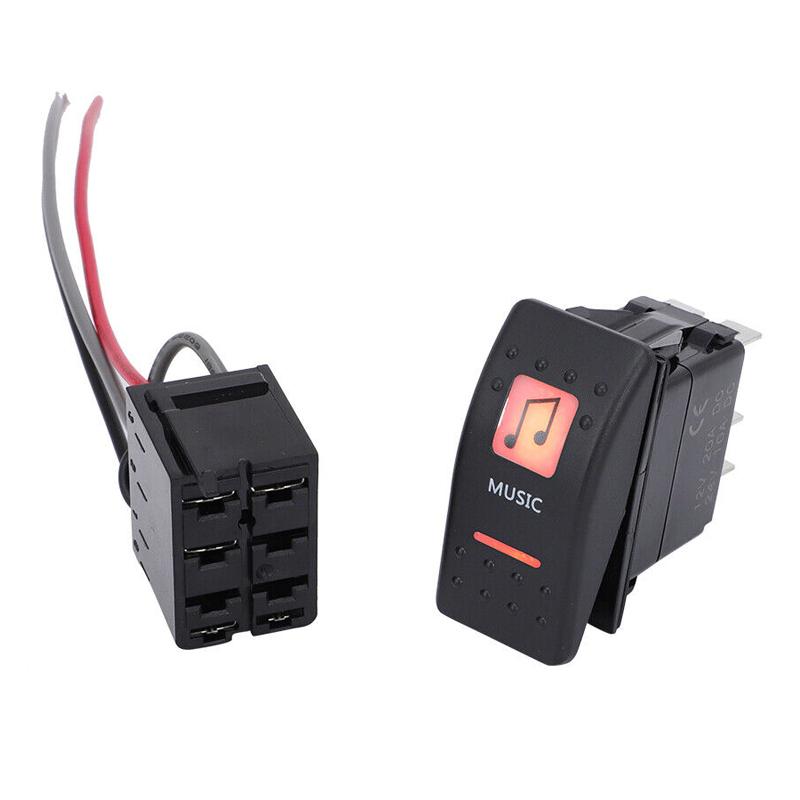 NEW Music Rocker Switch With Pre-Wired Backing Fit for Can Am Maverick Commander Defender Accessories