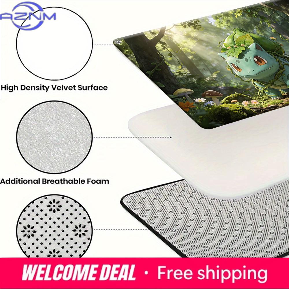 Cute Bulbasaur Entwined with Vines in Sunlit Forest Print Non-slip Doormat, Soft Absorbent Floor Rug for Home Decor