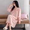 Пижамы Женские Весенне-Осенние Модели с Нагрудными Подушечками, Женские Весенне-Осенние Пижамы Средней Длины с Длинным Рукавом из Чистого Хлопка, Женские Модели