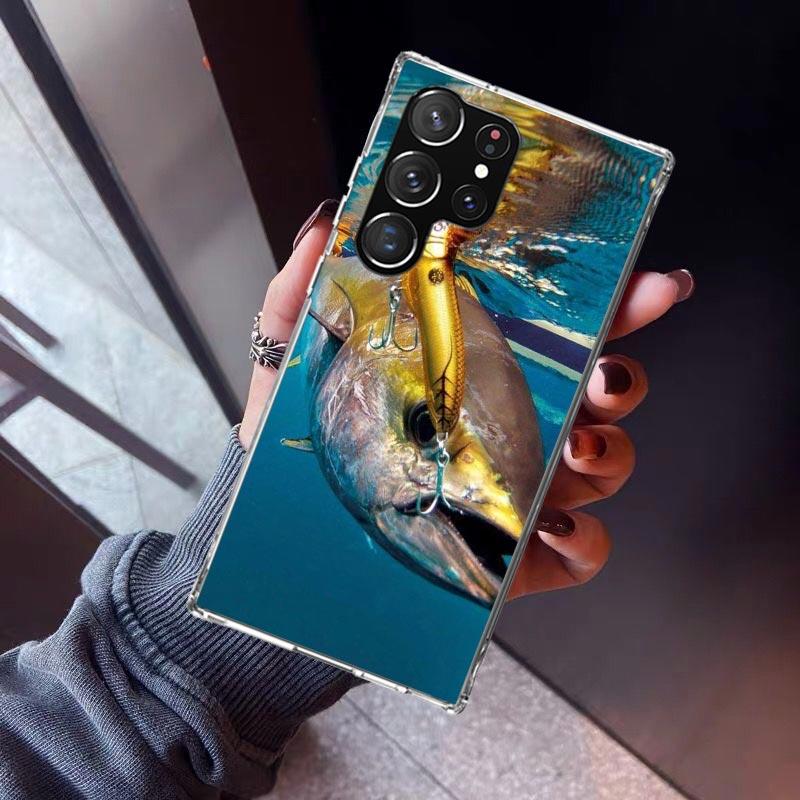 Carp Fish Fishing Rod Hook Phone Case For Samsung Galaxy S26 S25 Edge S24 S23 Ultra S22 Plus S21 S20 FE Soft TPU Back Cover Fund