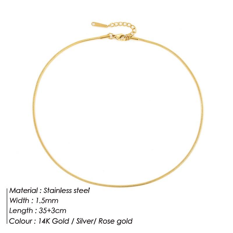 Simple Collarbone Necklace For Women Man Stainless Steel Gold Color Snake Chain High Quality Jewelry Wedding Party Gift