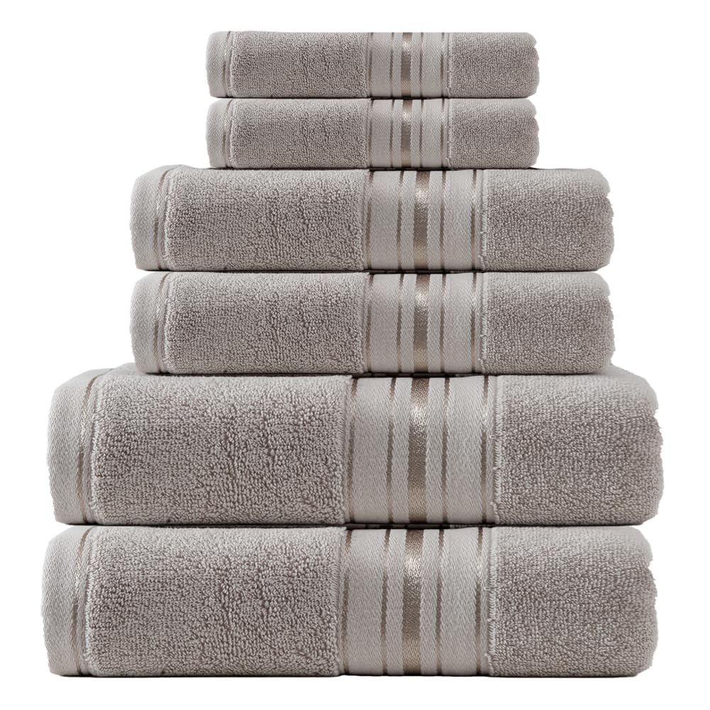 6 Piece Towel Set, 2 Bath Towels 2 Hand Towel 2 Washcloths, 600 GSM 100% Cotton Turkish Towels for Bathroom, White Towel Sets