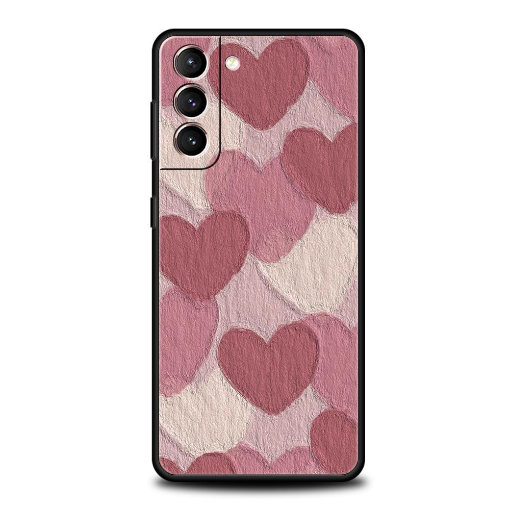 Чехол для телефона Love Flower Art для Samsung Galaxy S24 S23 Ultra S22 S21 S20 FE 5G S10 S10E S9 Plus S8 Мягкий силиконовый черный чехол