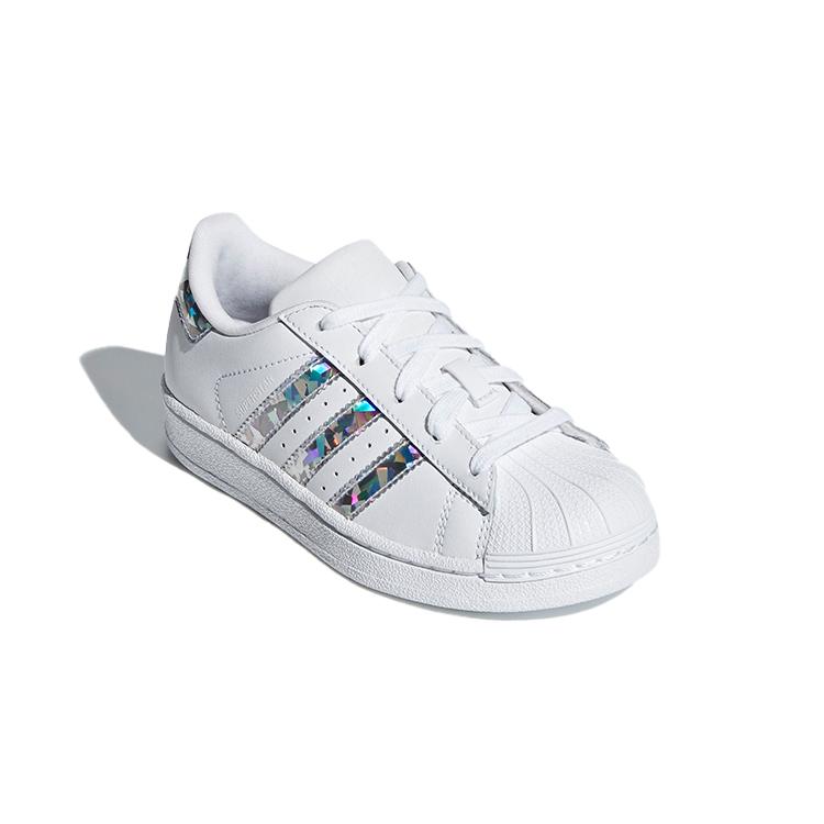 adidas Оригинальные SUPERSTAR Амортизация, Износостойкие Низкие Скейтбордические Кроссовки Cloud White Детские Возраст 3-7 Лет CG6708