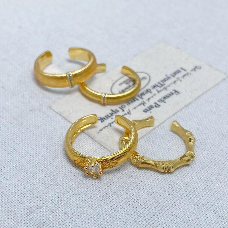 Итальянское ретро дугообразное матовое кольцо Zir*****Pen средневековое винтажное бамбуковое сочленение личность легкая роскошь парное кольцо женское