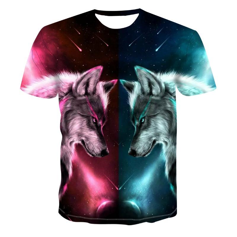 Модные футболки с принтом 3D волка для мужчин/женщин, крутая футболка с принтом, унисекс, футболка с коротким рукавом, большой размер