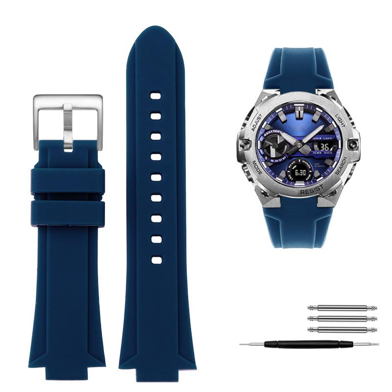 Classic Convex Mouth Silicone Watchband For Casio G-SHOCK Steel Heart GST-B400 Men's Sports Waterproof Rubber Strap Bracelet Accessories