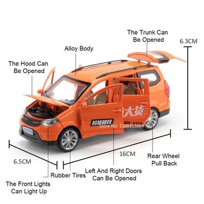 1:Модель фургона WULING в масштабе 32, игрушки из сплава, автомобили, резиновые шины из сплава, транспортные средства Hongguang S, миниатюрные фургоны для детей на день рождения
