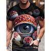 Men's T-Shirt Graffiti Style Colorful Eye Pattern Print 3D T-Shirt Men Crew Neck and Short Sleeve Tops Summer Street Men's Clothing