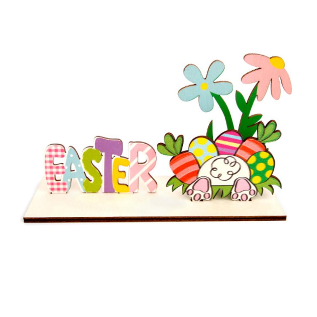 Wooden Easter Bunny Cute Home Ornaments Decorative Crafts