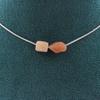 Stones and Minerals. Necklace 2 Pearls Sunstone from Tanzania. Steel Chain Necklace Women, Men. Customizable Size.