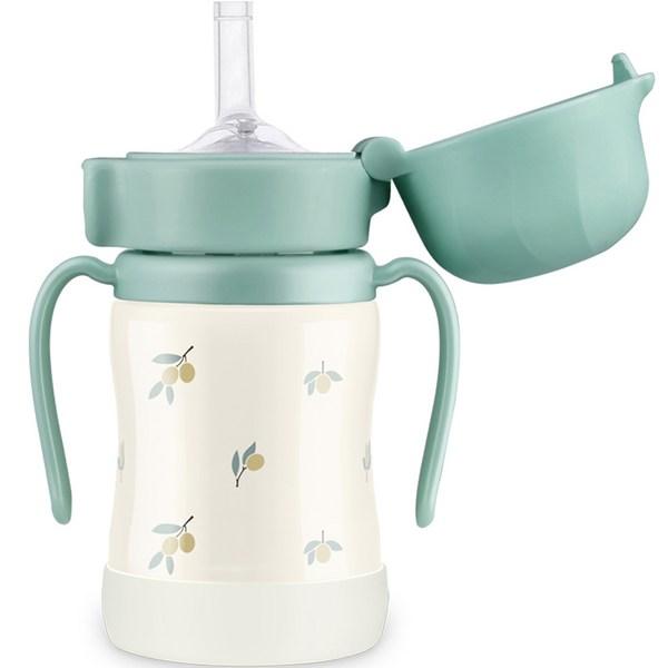 Gromimi One Touch Stainless Steel Olive Straw Cup 200ml, Olive Pistachio, 1 Piece