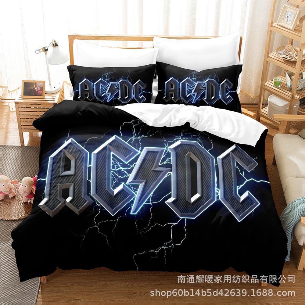 3D Digital Printing Bedding Four-Piece Set Three-Piece Set Acdc Bed Sheet Quilt Pillow