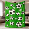 2026 New Flannel Blanket Arrival 1pc Soccer Design Ultrasoft, Lightweight & Durable Polyester, Bright Green with Black & White Soccer Ball Pattern, Id