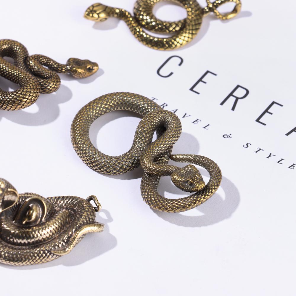 Латунный Металлический Ручной Работы Брелок Животное Кобра Форма Змеи Брелок Подвеска для Сумки Ручной Работы Инструмент