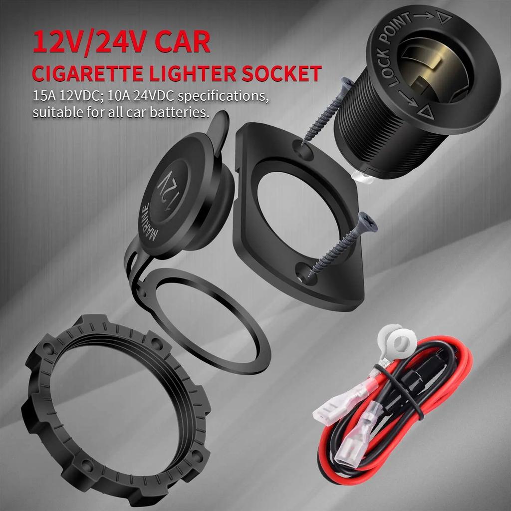 12 В автомобильная розетка Femaile 12 Вольт розетка питания Замена с панелью водонепроницаемая вилка для лодки морской квадроцикл автофургон