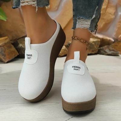 Модные женские шлепанцы баотоу на толстой подошве 2025 осень новинка больших размеров однотонные модные с круглым носком нескользящие сандалии на плоской платформе