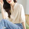 Shirt Women's Five-quarter Sleeves Summer Beautiful Age-reducing Shirt