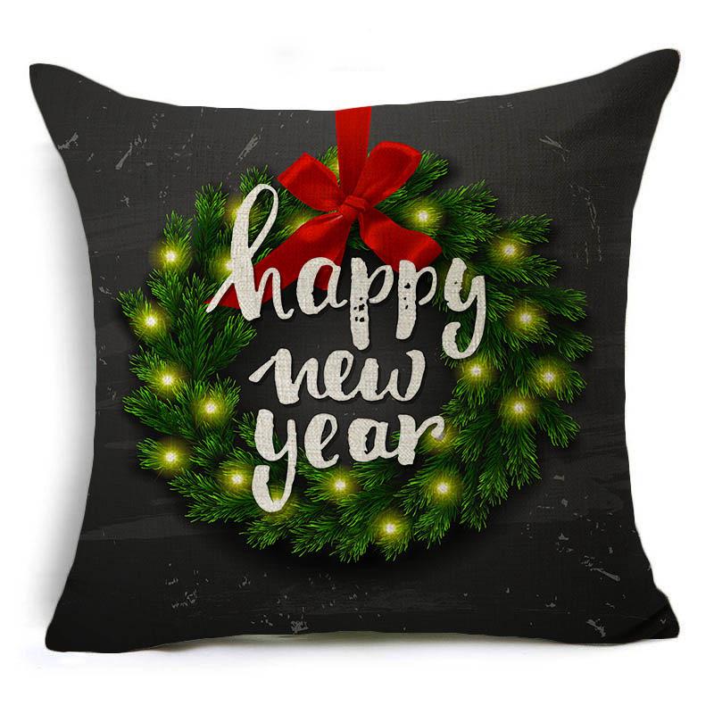 New Year Christmas Gift Elk Letter Sofa Cushion Linen Pillow Car Pillow Cover Premium Durable Quality Useful Practical