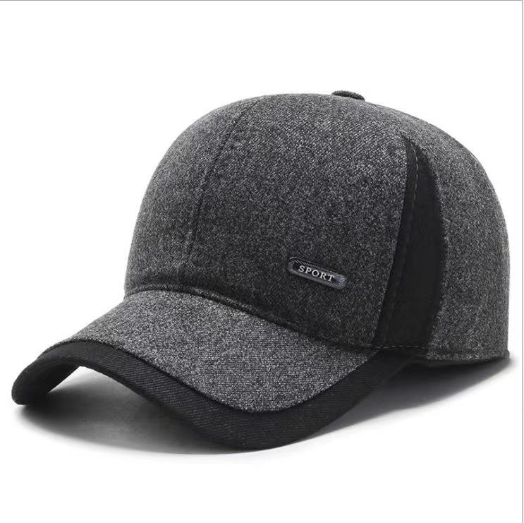 Men's Winter Wool Baseball Cap with Ear Protection for Middle-Aged/Elderly