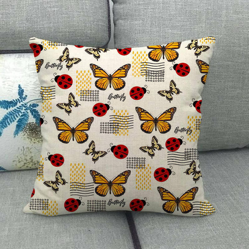 Разноцветные Бабочки Мультяшные Насекомые Животные Цифровая Печать Короткий Плюш Наволочки Для Автомобиля Дивана Офиса Подушка Чехол Товары Для Дома