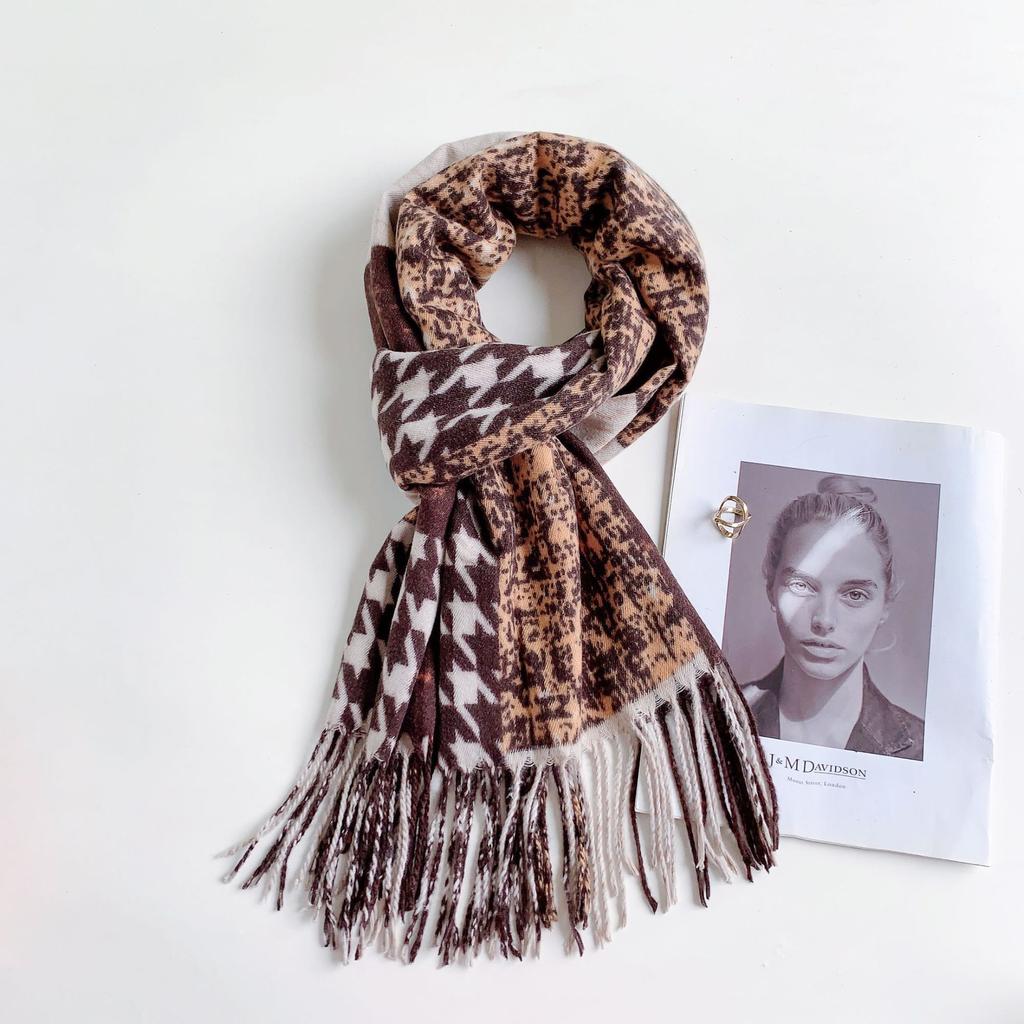 2024 Осень/Зима Новый Тысяча Птиц Сетка Имитация Кашемира Универсальный Печатный Клетчатый Шарф Теплый Декоративный Шарф Для Мужчин И Женщин