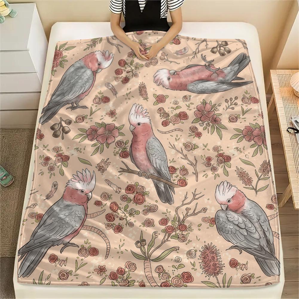 Retro Animal Parrot Horse Print Flannel Blanket High quality Comfortable for All Seasons Home Decor Warmth and Comfort Perfect for Christmas Gifts