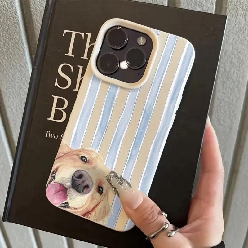 Милый Чехол Для Телефона С Рисунком Золотистого Ретривера Для iPhone 17 Pro Max 16 Plus 15 Pro 14 13 12 11 XR 17Air Мягкий Чехол с Текстурой Личи