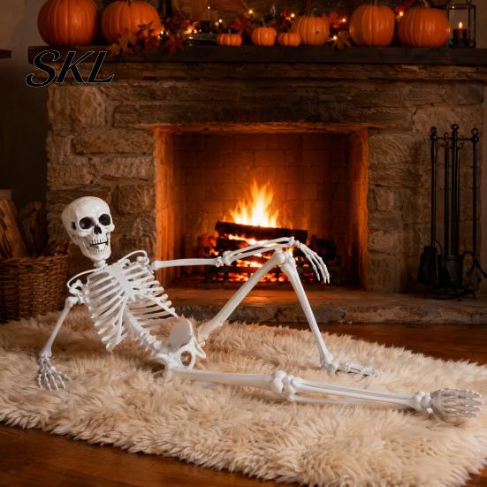 Poseable Halloween Prop 3ft Life Size Skeleton, Full Body Posable Plastic Skeleton Prop, Realistic with Movable Jaw Human Bones Model for Yard
