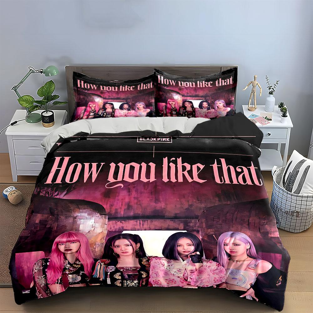 Blackpink How You Like That Bedding Duvet Cover Set Duvet Cover Pillowcases  (1*Duvet Cover 2*Pillowcases, without duvet insert)