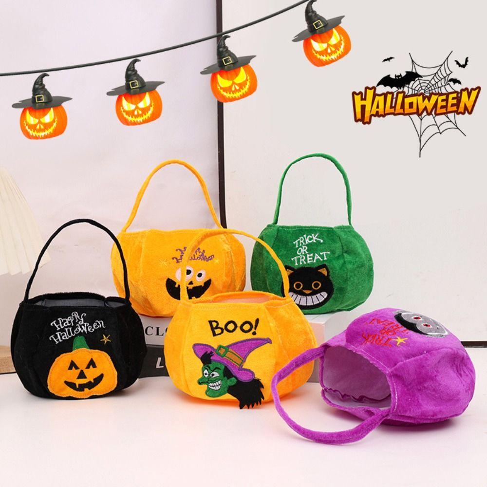 Trick or Treat Halloween Candy Bag Gifts Pouch Halloween Candy Bucket Pumpkin Candy Bucket Kids