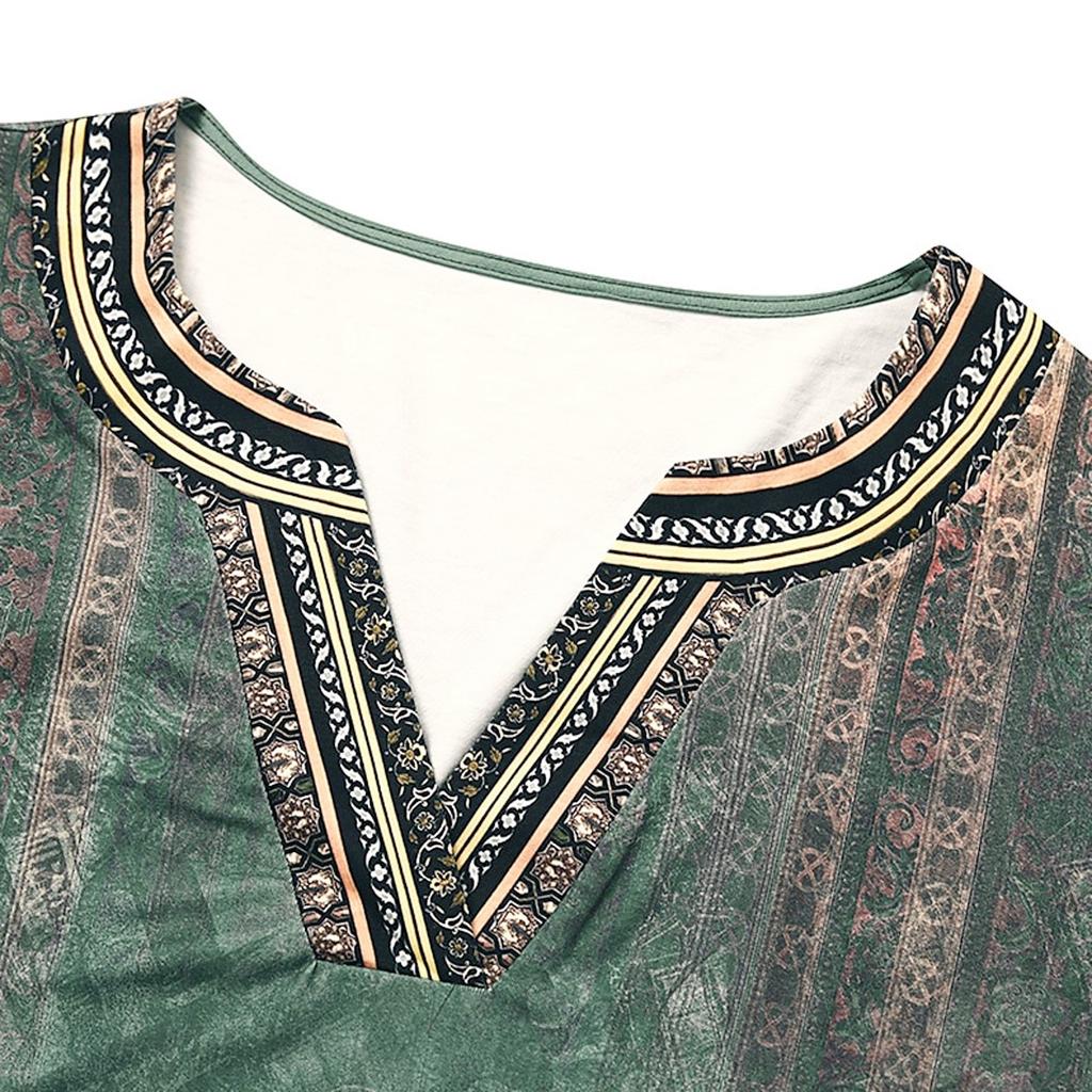 Платья для женщин. Винтажное платье-туника с принтом и талией. Летнее повседневное платье с половиной рукавов.