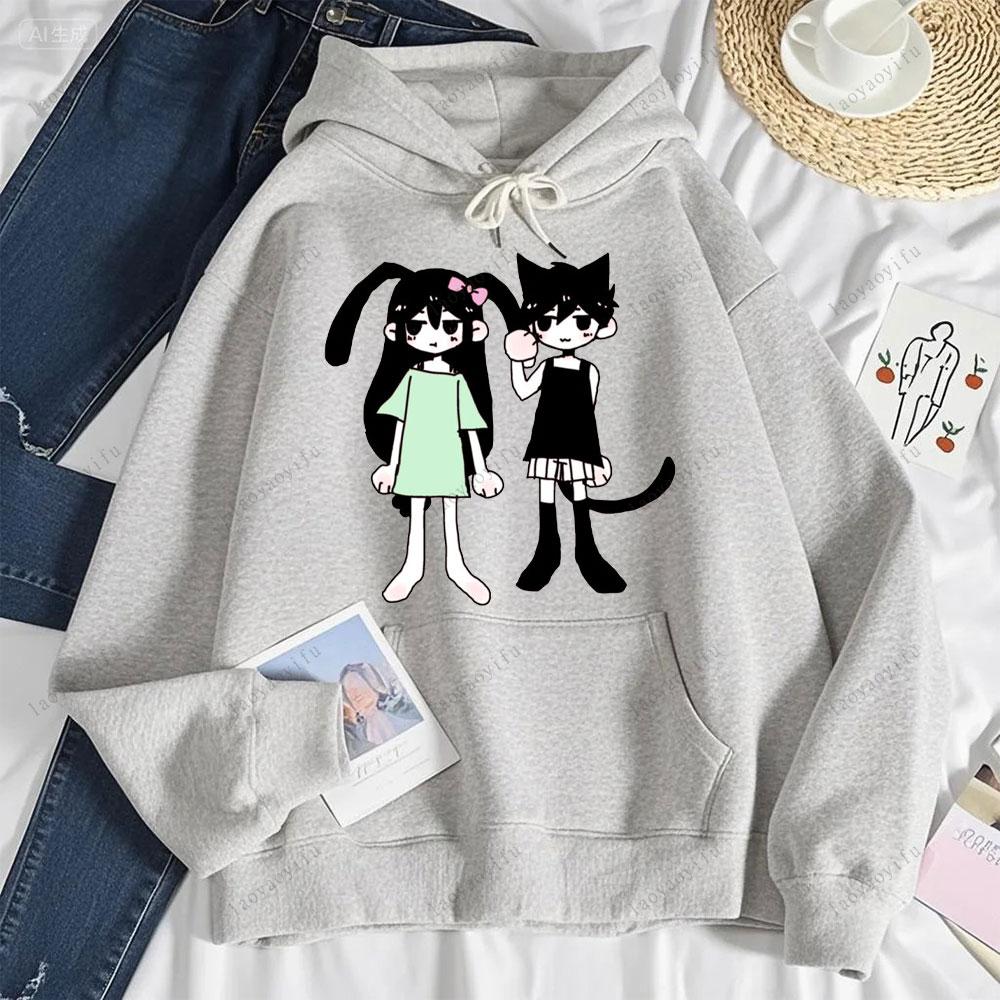 Omori Cute Hoodie Printed Sportswear Unique Cartoon Popular Men Pullover Street Fashion Hot Selling Autumn and Winter Pullover