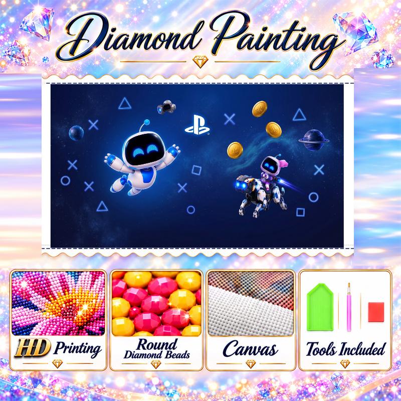 Astro Bot 5D Diamond Painting Kit DIY Full Drill Diamond Art Home Wall Decor