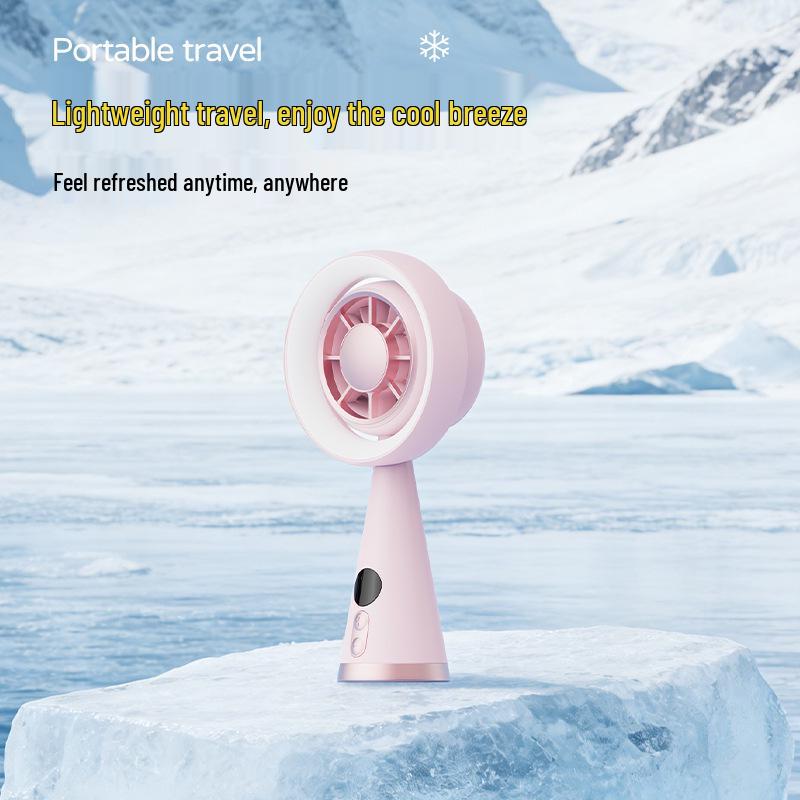 Compact USB Rechargeable Handheld Fan with Digital Display and 100 Speed Settings