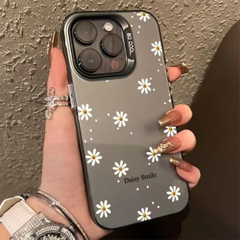 Чехол S25 S24 S23 Ultra для Samsung A54 A55 5G A15 A35 S24 Ultra S22 S21 S20 S23 FE с рисунком "Улыбающаяся ромашка" Защита от падения