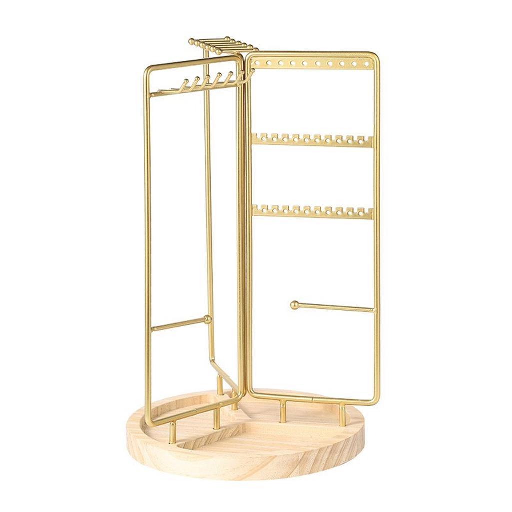 Adjustable Rotating Jewelry Stand Fashionable Wood Necklace Display Stand with Multiple Slots Handy Jewelry Rack