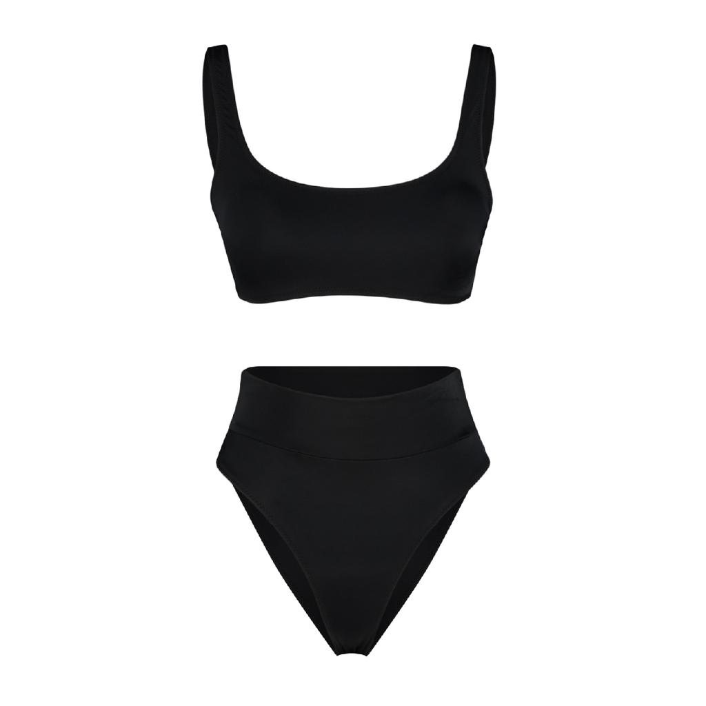 Черный комплект бикини с высокой талией и полыми ногами Tbess22bt0010