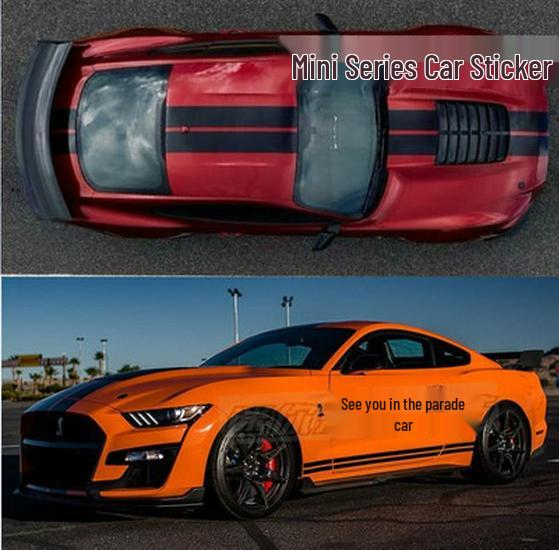 Ford Mustang GT Гоночные полосы: Наклейки на боковые юбки и капот для модифицированных автомобилей