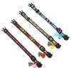 Classic Adjustable Cat Collar, Jacquard Embroidered Plaid Cat Collar with Bells and Floral Pendant Prevent Loss Fits Pet Cats & Puppies