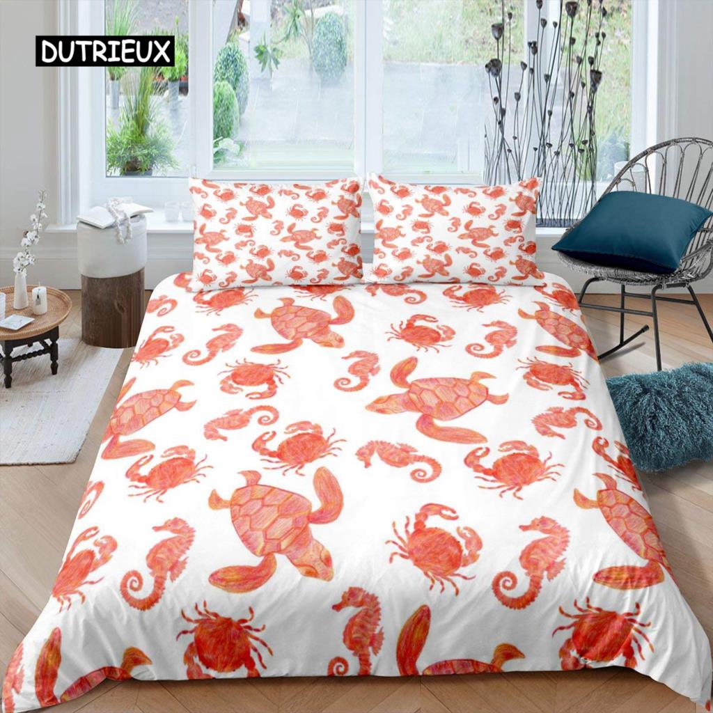 Пододеяльник с изображением морской черепахи King Queen, акварельная черепаха, бабочка, комплект постельного белья из полиэстера Girly Dreaming Animals