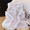 Летний тонкий жилет без рукавов 2025 Винтажный жилет Вышитый топ Премиум
