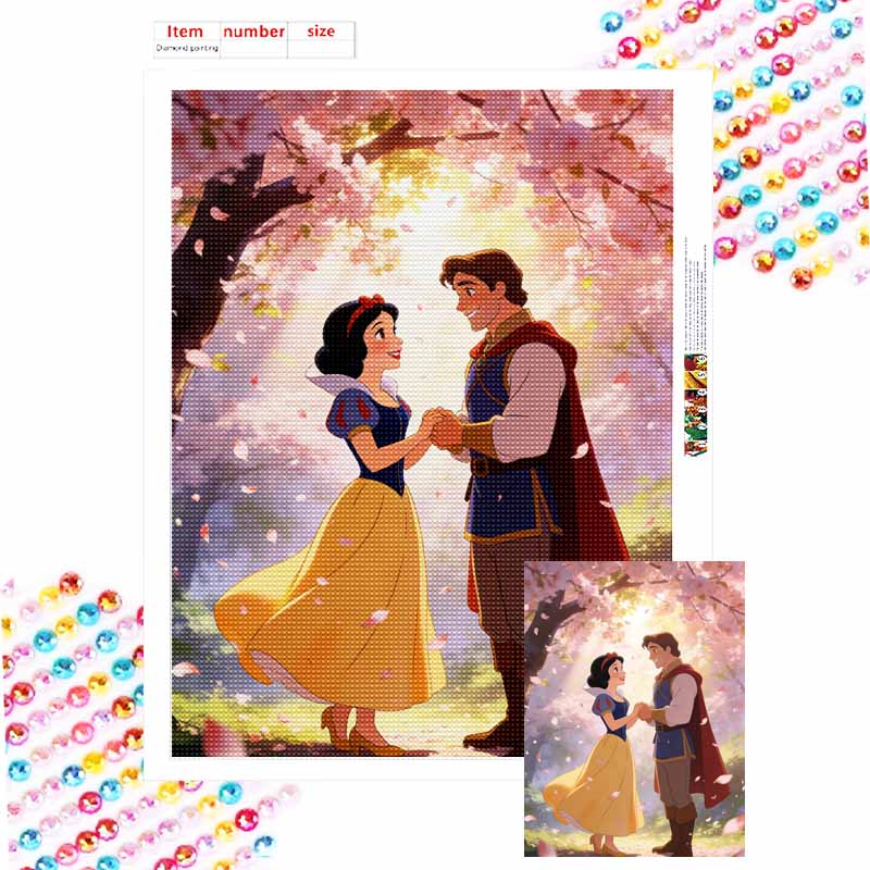 Disney Snow White and Prince Charming Romantic Cherry Blossom Diamond Painting Art Kit Handmade DIY Home Decor Gifts