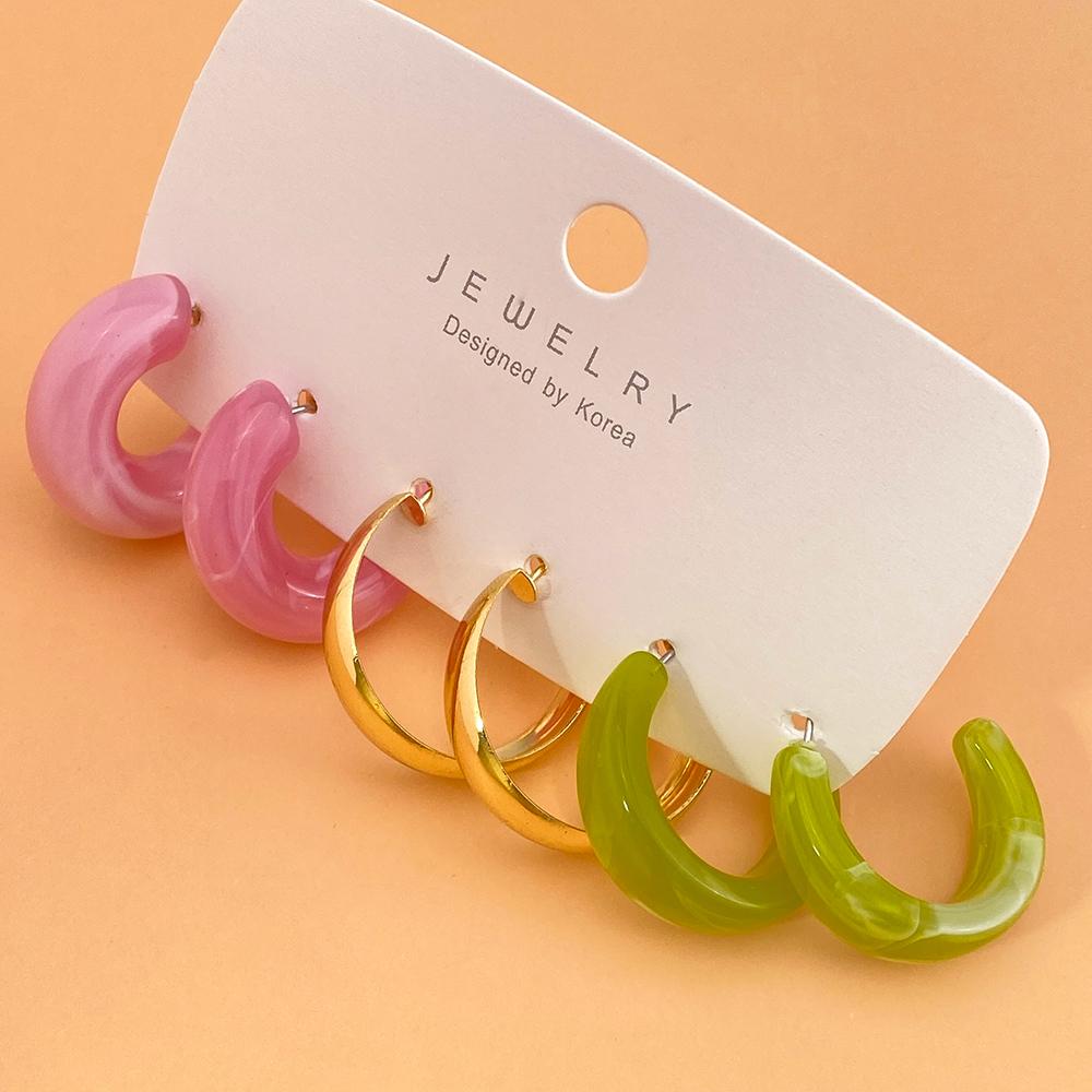 Набор серег-колец из акриловой смолы в стиле панк для женщин, модные круглые серьги, темпераментные трендовые ювелирные изделия