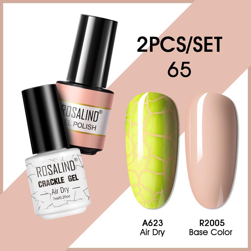 ROSALIND Гель-лак для ногтей с эффектом трещин Гель-лак для ногтей Полуперманентный Эмаль Гибридный лак 2 шт. УФ-клей для ногтей Гель-лак Топ База Матовый топ